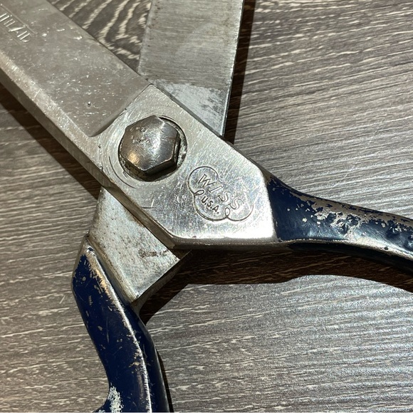 VINTAGE 12” WISS INLAID Shears Scissors Steel Forged Made In USA - Picture 2 of 7